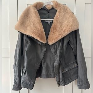 Anthropologie Marrakech jacket with removable faux fur collar